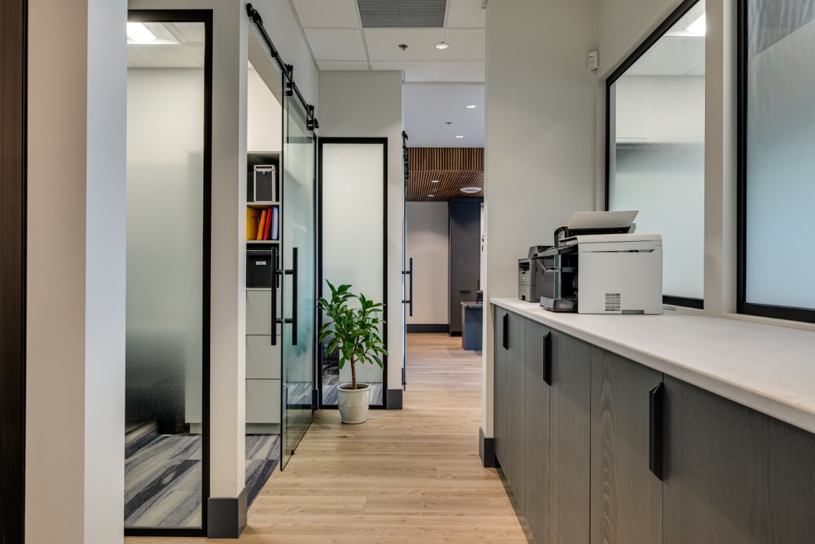 Hallway and work area at the Pacific CPA office